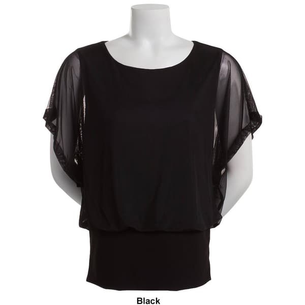 Womens Love Scarlett Dolman Sleeve Mixed Media Blouse