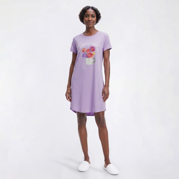 Womens Jaclyn Short Sleeve Fueled By Coffee Nightshirt - image 