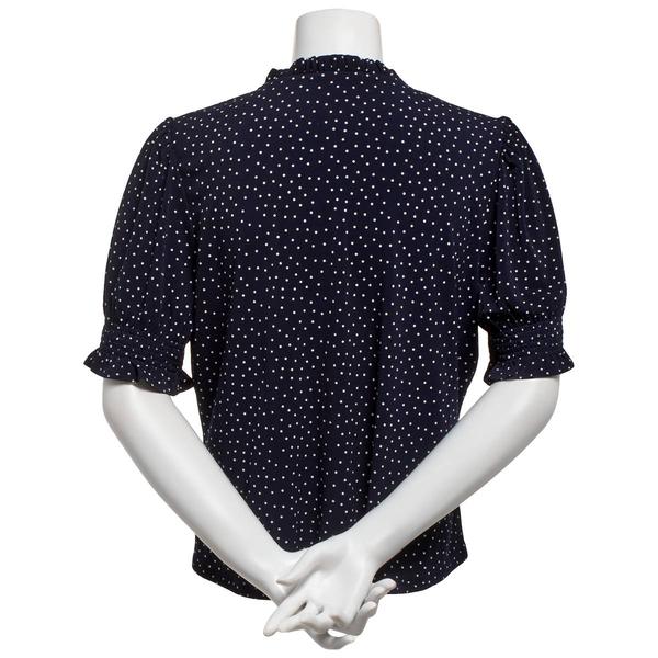 Womens Adrianna Papell Short Sleeve Ruffle V-Neck Blouse