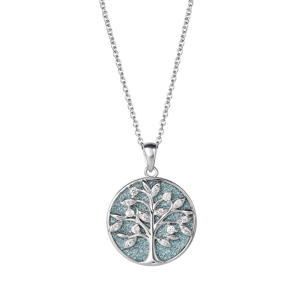 Silver Plated Brass & CZ Tree of Life Pendant