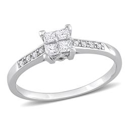 Diamond Classics(tm) 14kt. White Gold 1/4ctw. Diamond Quad Ring