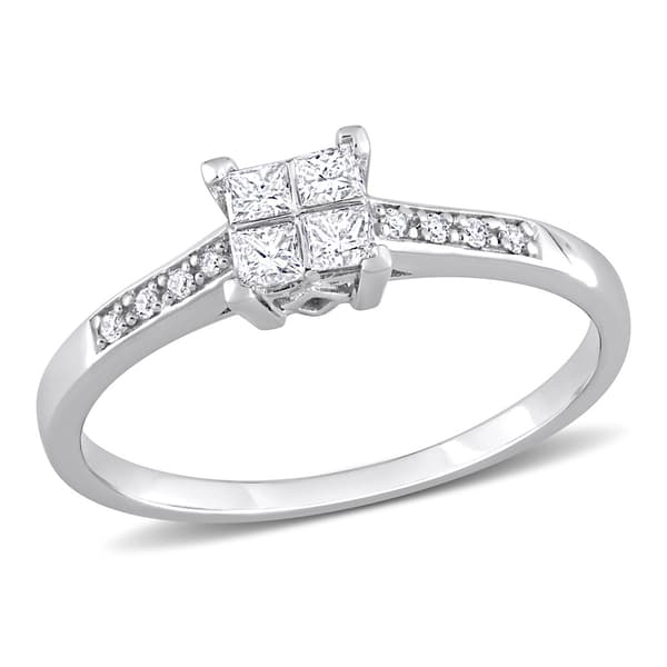 Diamond Classics(tm) 14kt. White Gold 1/4ctw. Diamond Quad Ring - image 
