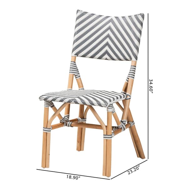 Baxton Studio Shai French Grey & White Weaving Bistro Chair