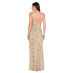 Womens R&M Richards Sleeveless Sequin Cowl Neck Evening Gown