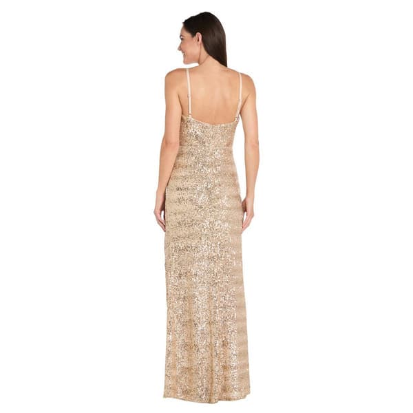 Womens R&M Richards Sleeveless Sequin Cowl Neck Evening Gown