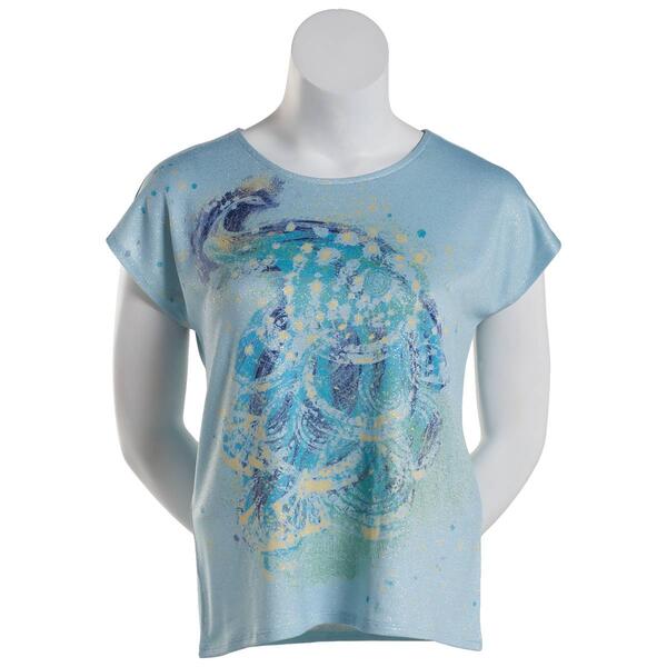 Womens Emily Daniels Short Sleeve Peacock Sublimation Top - image 