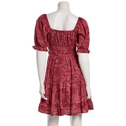 Juniors Jolt Puff Sleeve Ruch Waist A-Line Dress