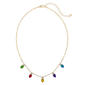 Gold-Tone Multi Color Christmas Holiday Bulb Frontal Necklace - image 1