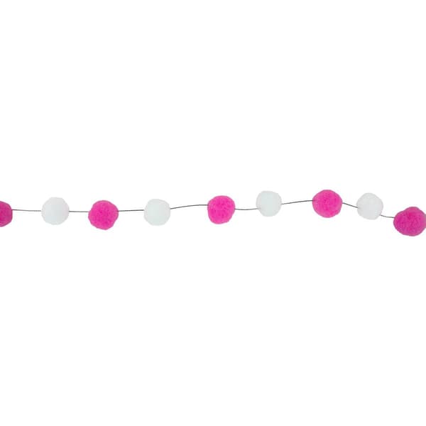 Northlight Seasonal 9ft. Pink & White Snowball Christmas Garland - image 