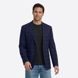 Mens Chaps Plaid Sport Coat - Navy/Brick
