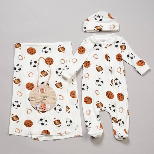 Baby Boy (NB-3M) Baby Essentials(R) 4pc. Sports Footie Sleeper Set - image 