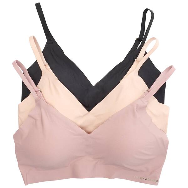 Womens Lucky Brand 3pk. Laser Lounge Bras w/ Hook - LVD49354BV - image 