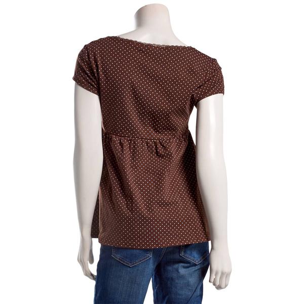 Juniors Madden Girl Short Sleeve Pindot Surplice Babydoll Top