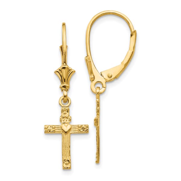 Gold Classics&#40;tm&#41; 14kt. Gold Mini Cross Lever Back Earrings - image 