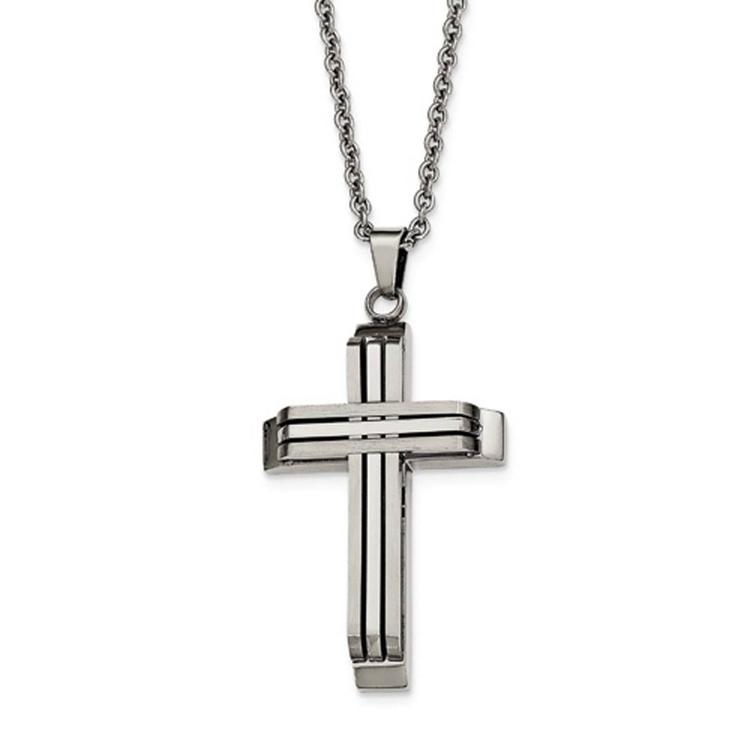 Mens Gentlemen's Classics(tm) Polished Steel Cross Necklace