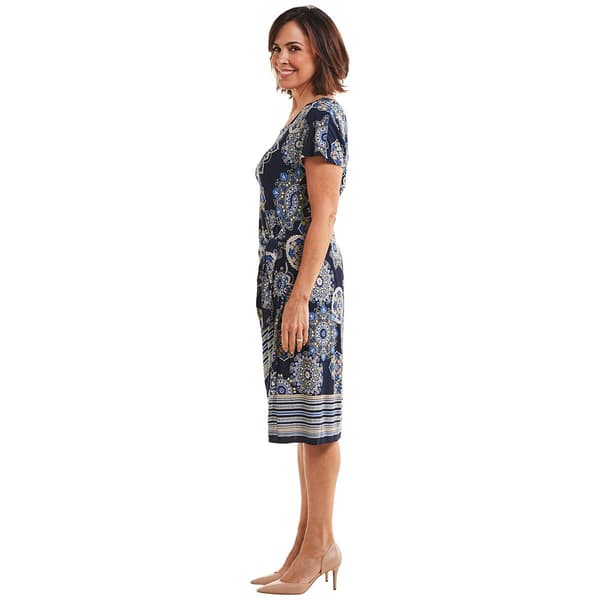 Womens Robbie Bee Short Sleeve Geometric Sarong Wrap Dress