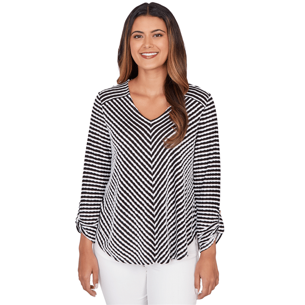 Petite Ruby Rd. Must Haves I Mitered Scallop Stripe Tunic Top - image 