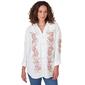 Petite Ruby Rd. Tropical Splash 3/4 Sleeve Woven Solid Crepe Top - image 1