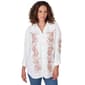 Petite Ruby Rd. Tropical Splash 3/4 Sleeve Woven Solid Crepe Top - image 1