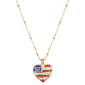 Athra 14kt. Gold over Brass Crystal USA Flag Heart Pendant - image 1