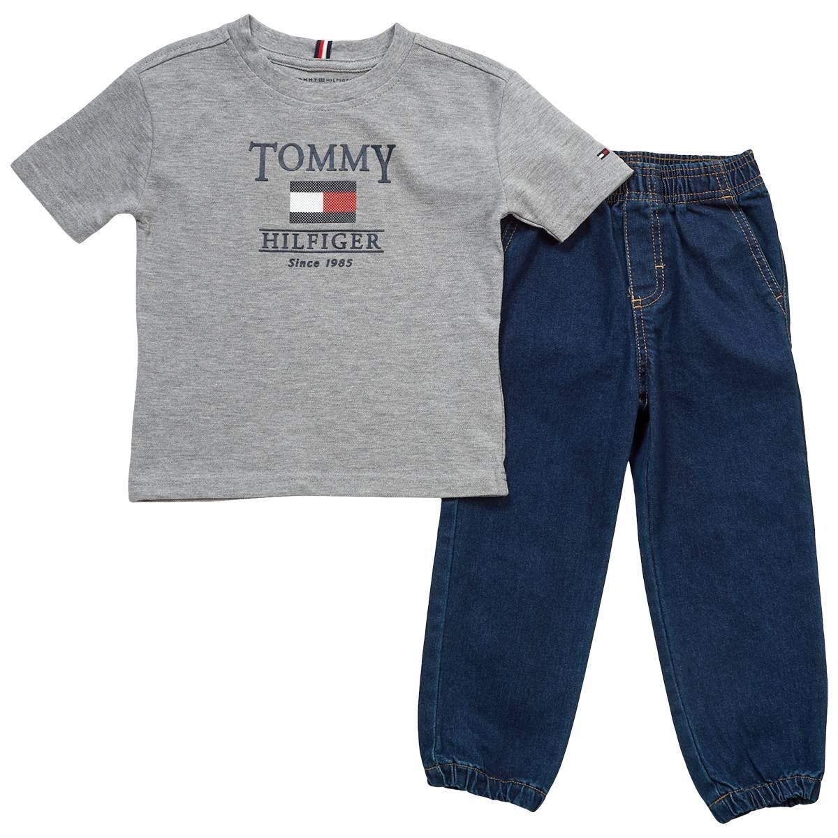 Toddler Boy Tommy Hilfiger 2pc. Marled Tee And Pull On Denim