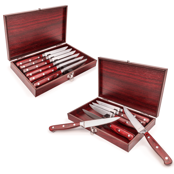 BergHOFF Pakka Wood 14pc. Steak Knife Set with Wood Cases - image 