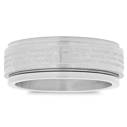 Stainless Steel Padre Nuestro Prayer Spinner Ring - image 