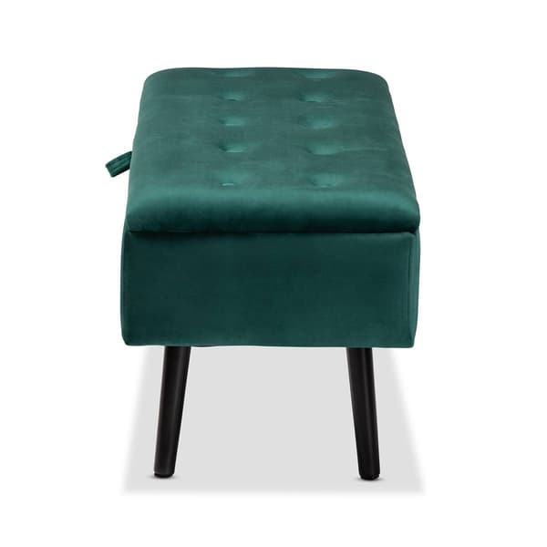 Baxton Studio Caine Velvet Fabric Wood Storage Bench