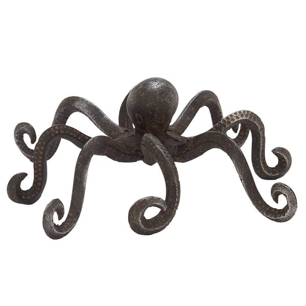 9th &amp; Pike(R) Black Metal Coastal Octopus Sculpture