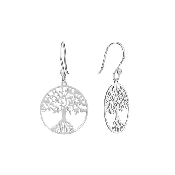 Athra Sterling Silver Tree of Life Drop Earrings - image 