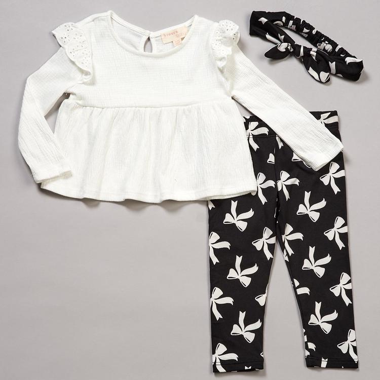 Baby Girl (12-24M) BTween(R) Ruffle Top & Bow Leggings w/ Headband