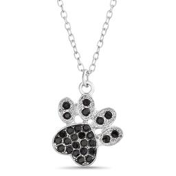 Crystal Kingdom Black Crystal Paw Print Pendant Necklace