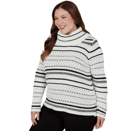 Plus Size Hearts of Palm Wrapped in Rubies Stripe Sweater