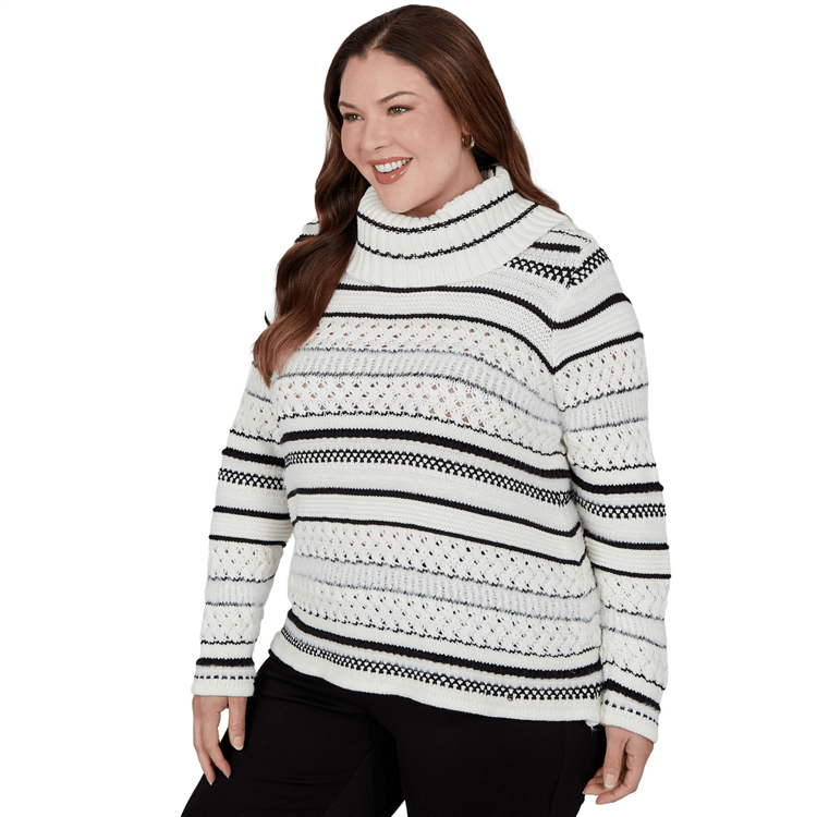 Plus Size Hearts of Palm Wrapped in Rubies Stripe Sweater
