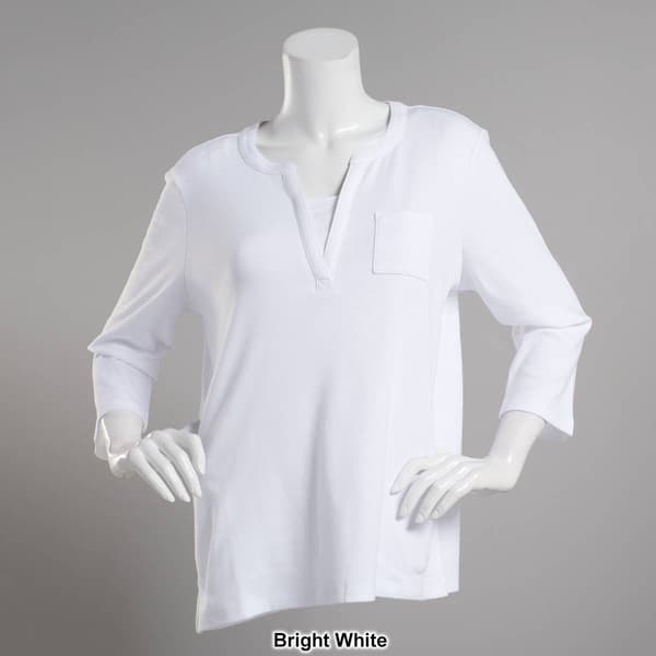 Womens Hasting &amp; Smith 3/4 Sleeve Banded Jewel Neck 2Fer Tee