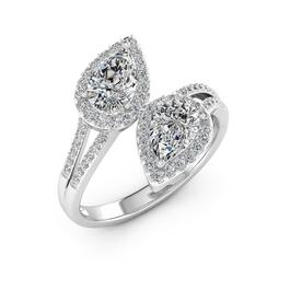Moluxi&#8482; Sterling Silver 3ctw. Moissanite Bypass Ring