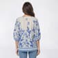 Womens Como Black Elbow Sleeve Floral Woven Henley Blouse - image 2