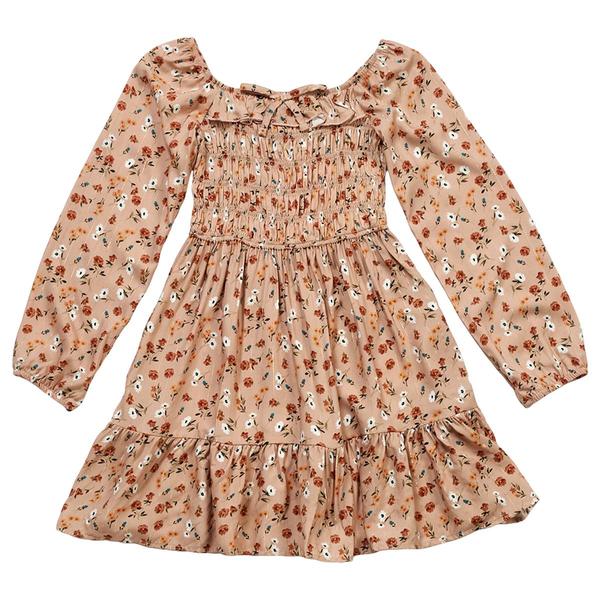Girls(7-16) Lexi Jules Long Sleeve Smocked Top Floral Dress