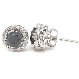 Diamond Classics&#40;tm&#41; Sterling Silver Black & White Diamond Earrings