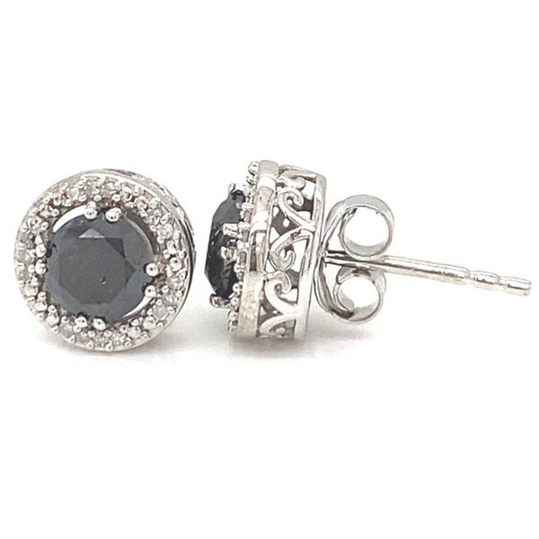 Diamond Classics&#40;tm&#41; Sterling Silver Black & White Diamond Earrings - image 
