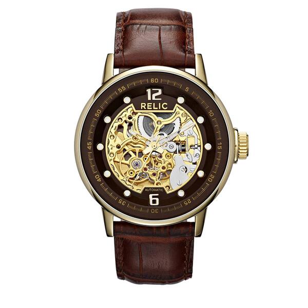 Mens RELIC by Fossil Damon Brown Strap Auto Watch - ZR77241 - image 