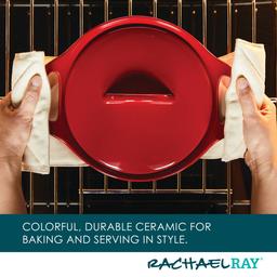 Rachael Ray 3pc. Ceramic Casserole Bakers w/Shared Lid Set - Red