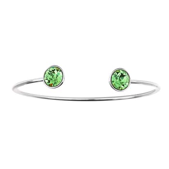 Silver Plated Austrian Peridot Crystal Cuff Bangle Bracelet - Boscov's