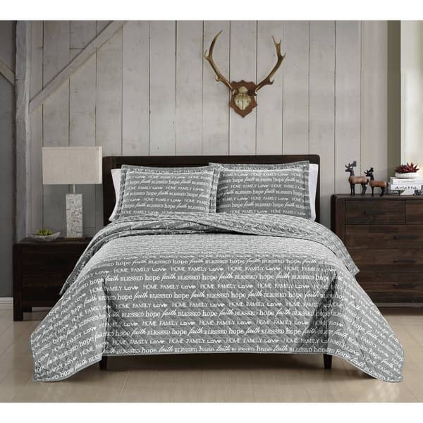 Spirit Linen Home&#8482; Holiday Words Quilt Set
