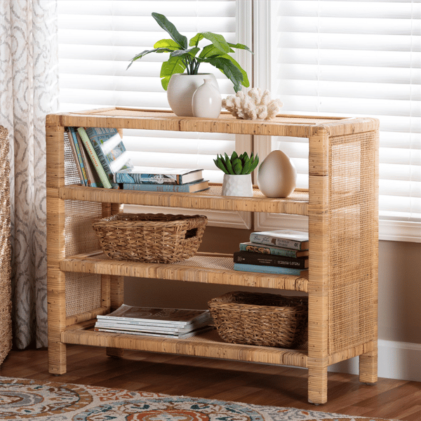 bali & pari Abelia Natural Rattan 4-Tier Display Shelf