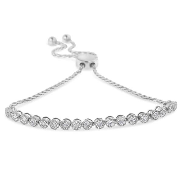 Diamond Classics&#40;tm&#41; Silver 1/4ctw. Adjustable Bracelet - image 