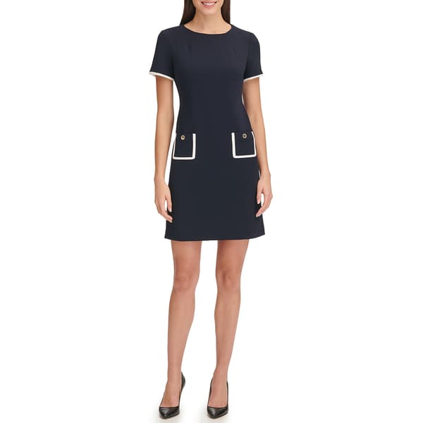 Womens Tommy Hilfiger Short Sleeve Trim Pocket Scuba Dress - image 