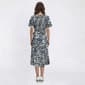Womens Luxology Short Sleeve V Neck Leaf Smocked Midi Dress - image 2