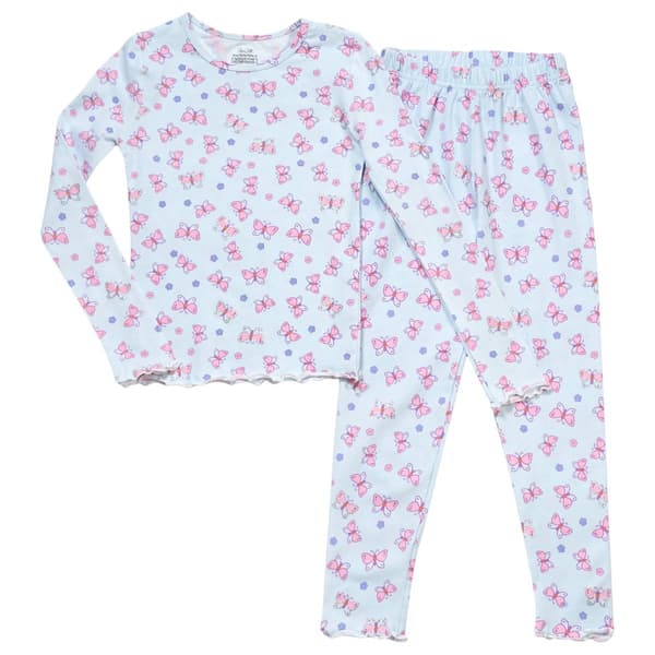 Girls (7-16) Rene Rofe(R) 2pc. Butterfly/Flowers Snug Fit Pajamas
