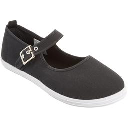 Womens Ashley Blue Mary Jane Canvas Slip On Flats